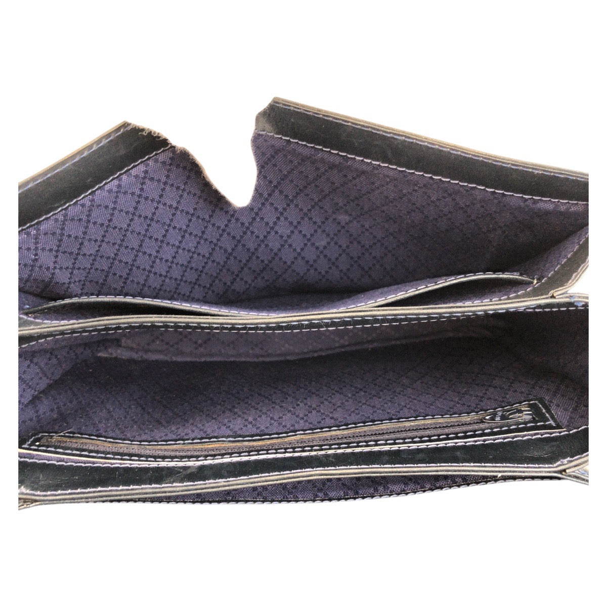 GUCCI Shoulder Bag GG Supreme canvas, leather Gray navy Sherry Line Old Gucci Women Used Authentic