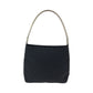 PRADA Shoulder Bag Nylon Black Silver Metal Hobo One Shoulder Bag with Plastic Handle Test Triangle With logo Women Used Authentic