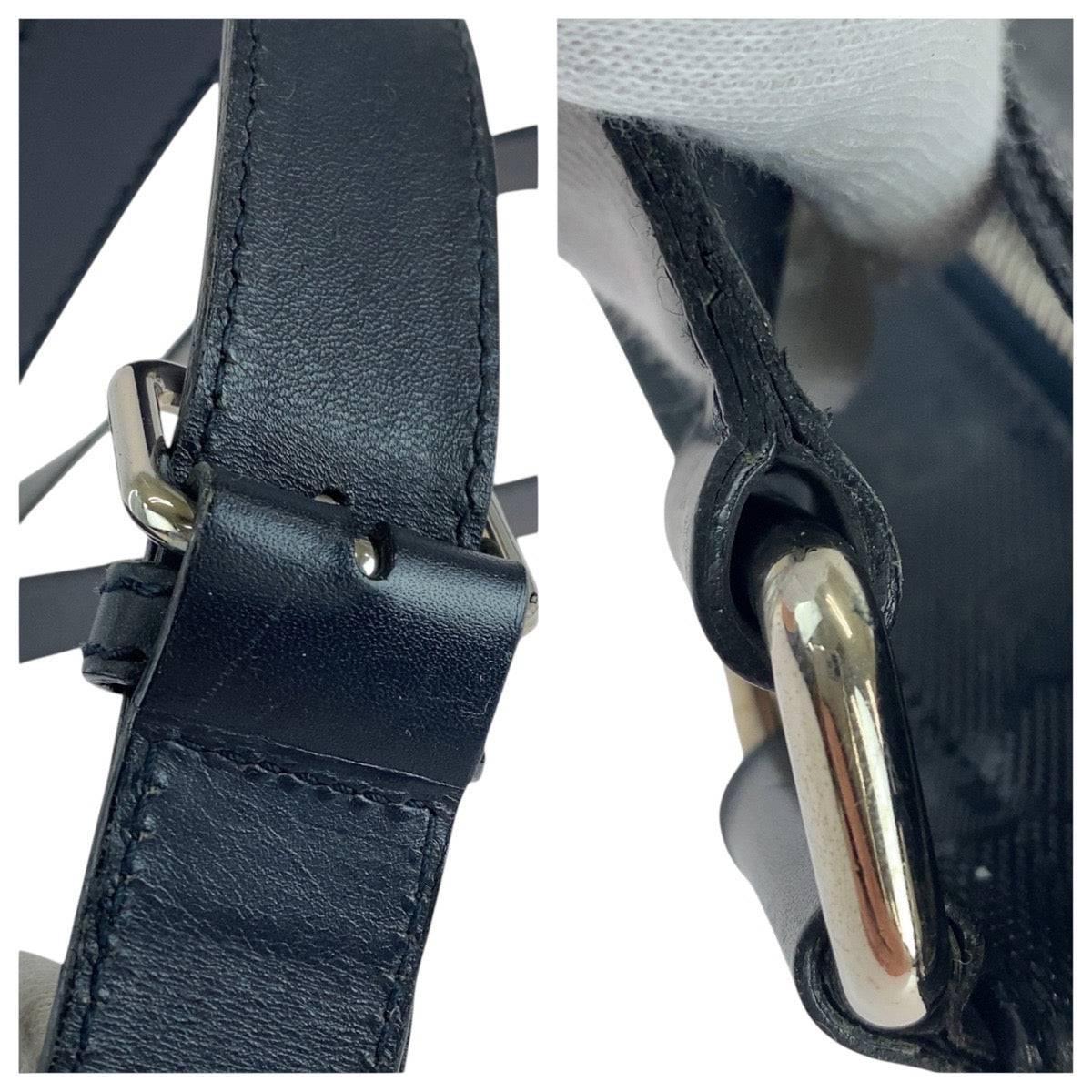 GUCCI Shoulder Bag 201446 GG canvas, leather Black SilverMetal Shoulder Bag Pochette Unisex GG implementation Women Used Authentic