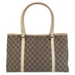 GUCCI Tote Bag 114595 GG canvas, leather Beige White Tote Bag Shoulder Bag Women Used Authentic