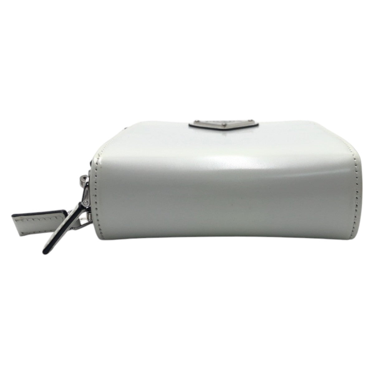 PRADA Shoulder Bag enamel white Shoulder Bag Pochette Unisex Triangular logo Women Used Authentic
