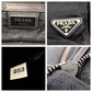 PRADA Tote Bag Nylon Black SilverMetal Tote Bag Shoulder Bag Test Triangle With logo Women Used Authentic