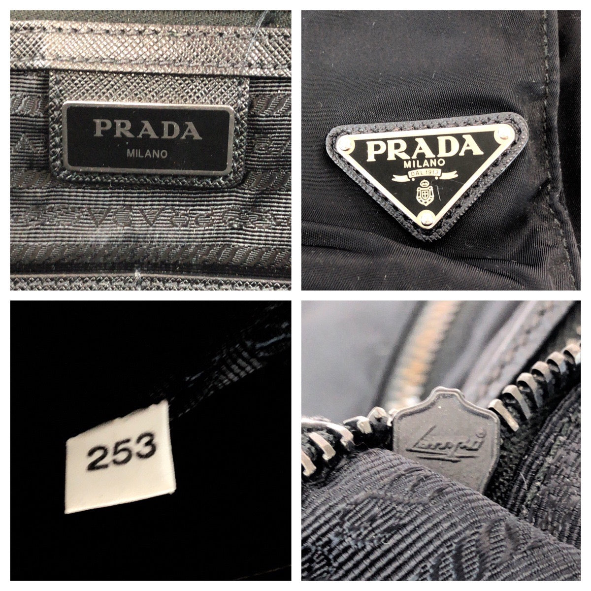 PRADA Tote Bag Nylon Black SilverMetal Tote Bag Shoulder Bag Test Triangle With logo Women Used Authentic