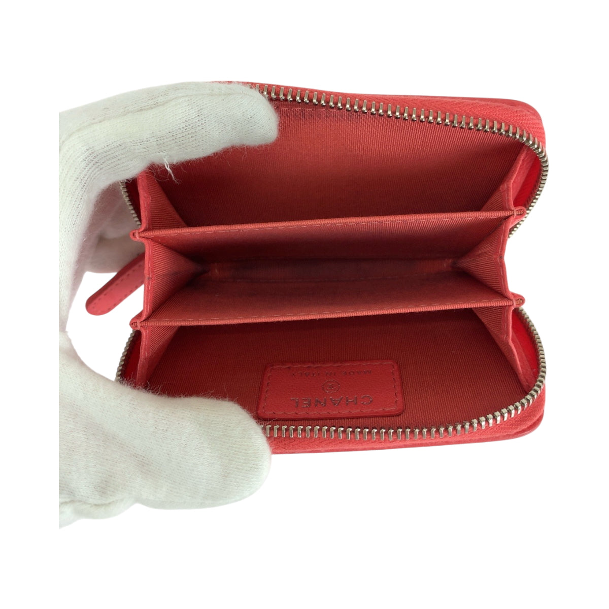 CHANEL Coin case lambskin Red Compact wallet Coin case Fragment case Matrasse COCO Mark Women Used Authentic
