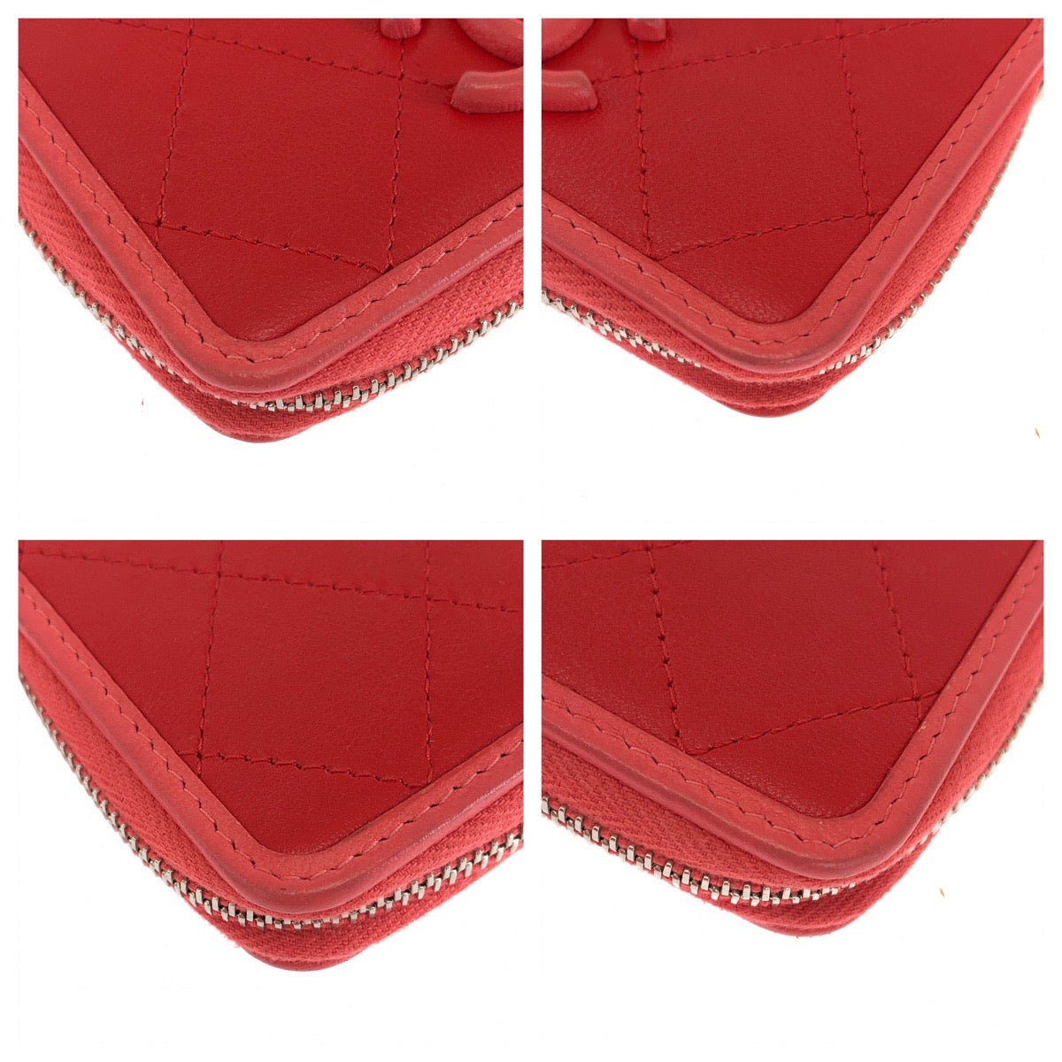 CHANEL Coin case lambskin Red Compact wallet Coin case Fragment case Matrasse COCO Mark Women Used Authentic