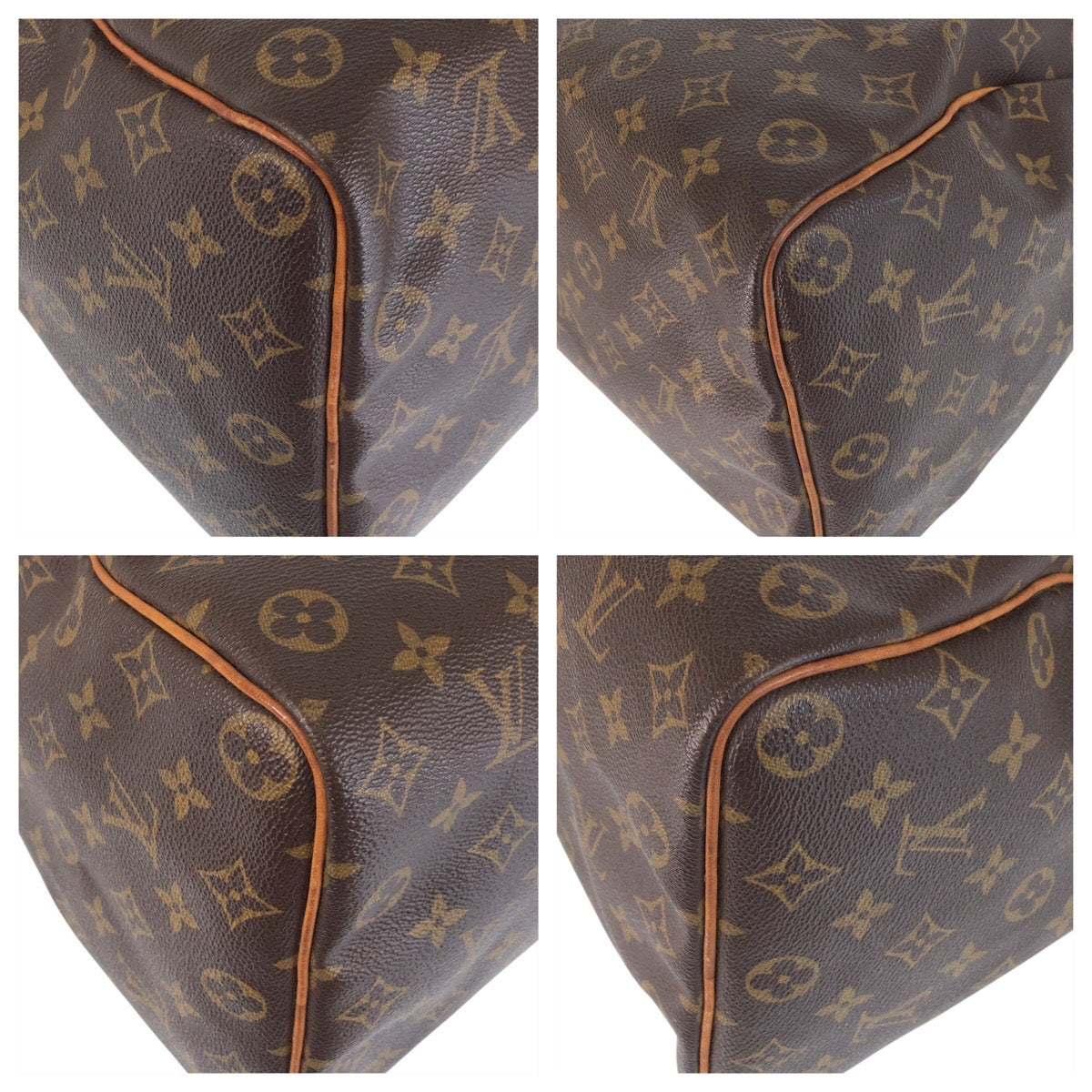 LOUIS VUITTON Handbag M41524 PVC, Leather Brown Gold Metal Handbag Boston Duffel bag Monogram Speedy 35 Women Used Authentic