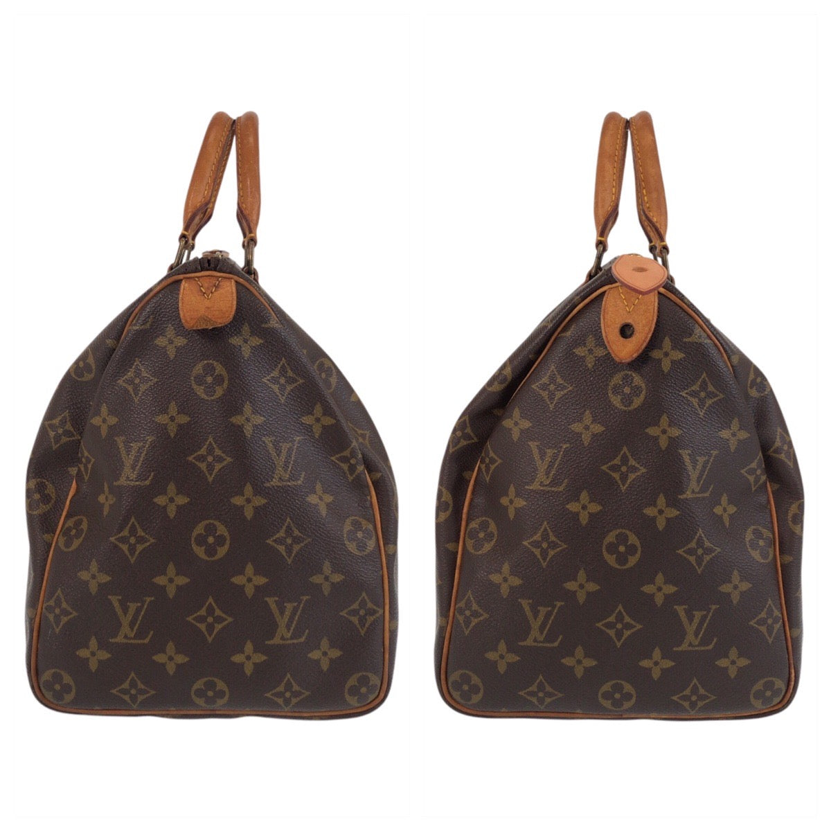 LOUIS VUITTON Handbag M41524 PVC, Leather Brown Gold Metal Handbag Boston Duffel bag Monogram Speedy 35 Women Used Authentic