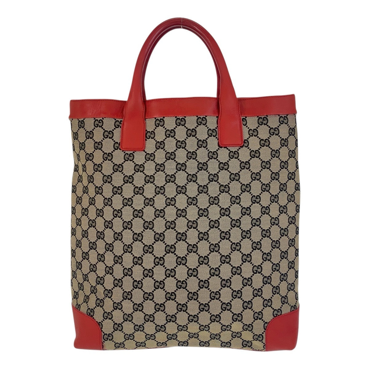 GUCCI Tote Bag 002 1121 GG canvas, leather Beige red Women Used Authentic