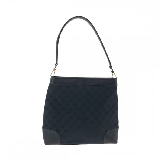 GUCCI Shoulder Bag 001 4231 GG canvas Black Silver Metal Shoulder Bag handbag Women Used Authentic