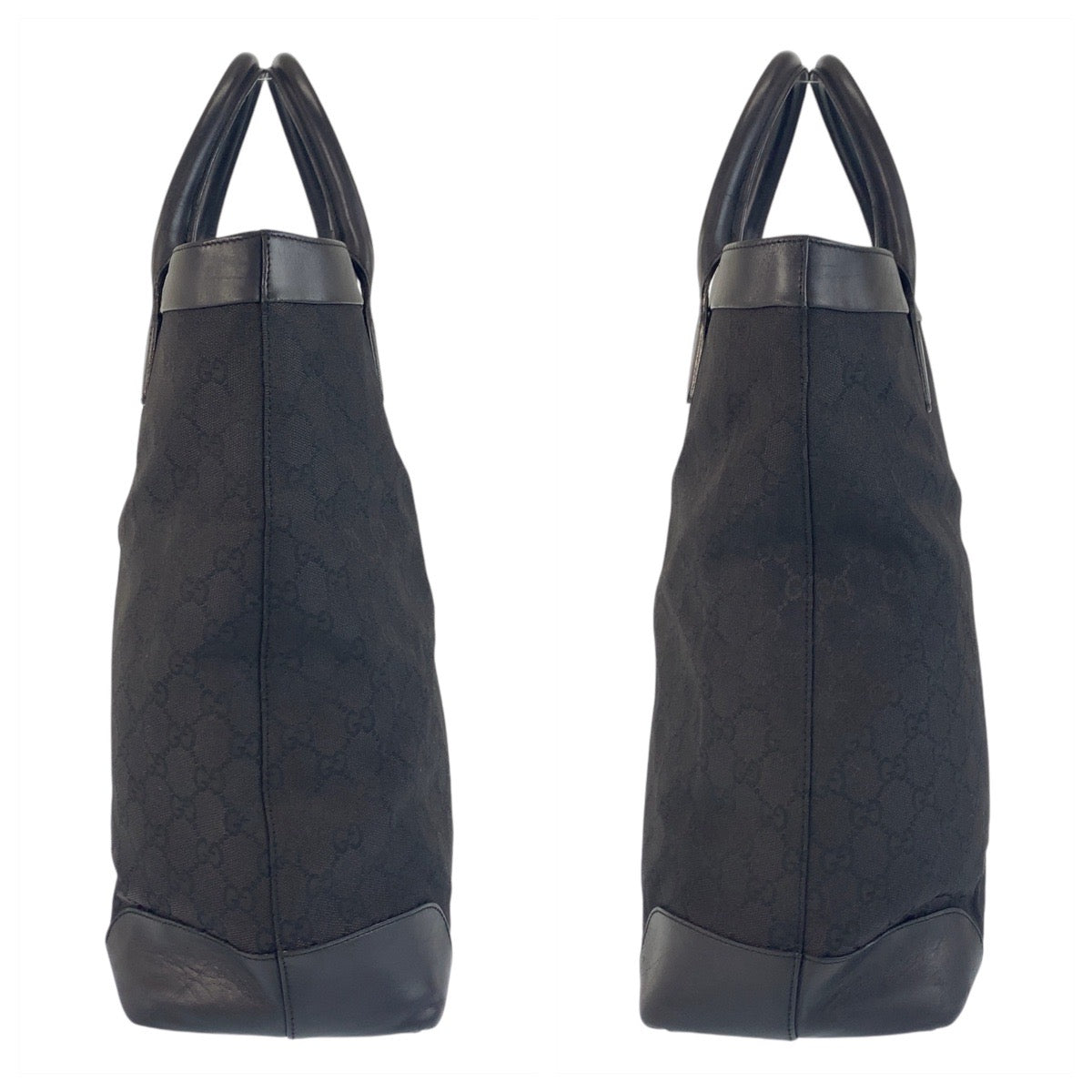 GUCCI Tote Bag 002 1121 GG canvas, leather Black black Tote Bag Women Used Authentic