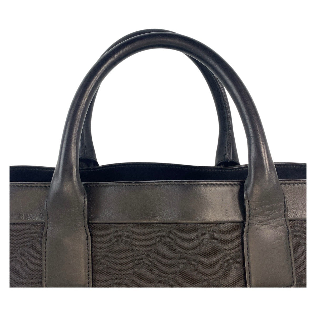 GUCCI Tote Bag 002 1121 GG canvas, leather Black black Tote Bag Women Used Authentic