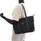 PRADA Tote Bag BR2288 Nylon Black Silver Metal Handbag Tote Bag Test Triangle With logo Women Used Authentic
