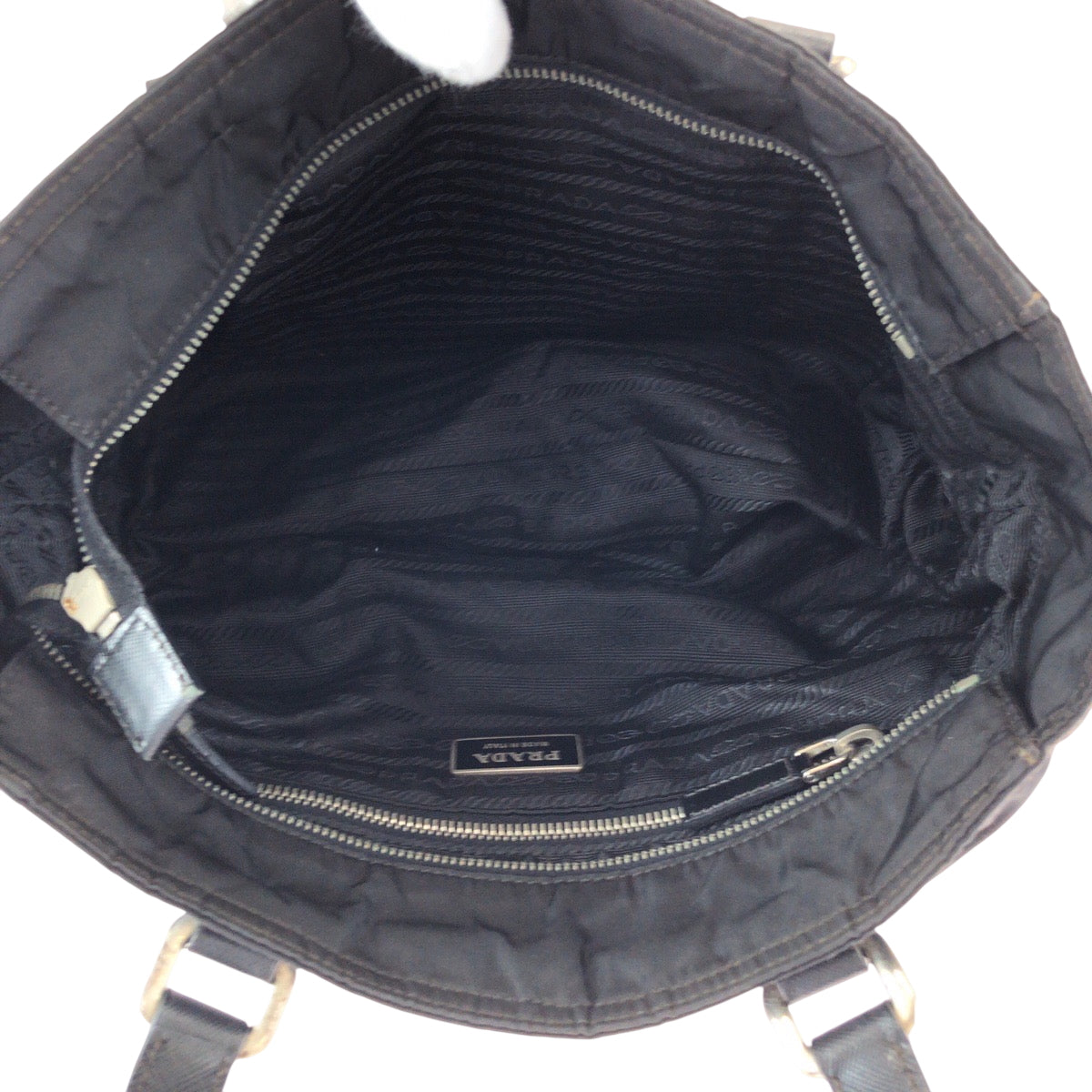 PRADA Tote Bag BR2288 Nylon Black Silver Metal Handbag Tote Bag Test Triangle With logo Women Used Authentic