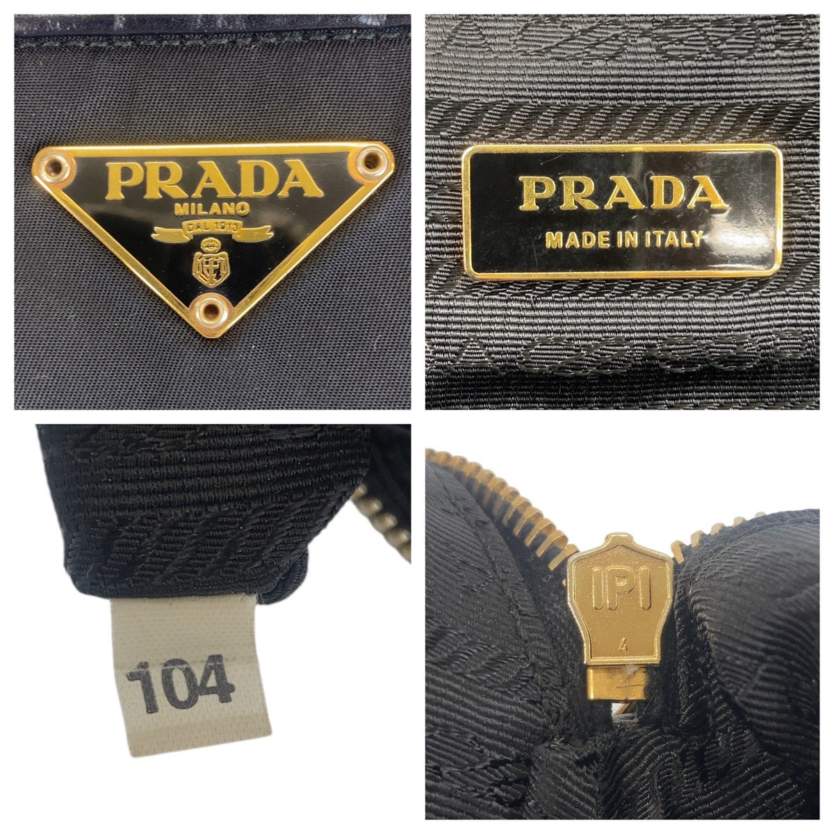 PRADA Handbag Nylon, Leather Black GoldMetal Handbag Shoulder Bag Test Triangle With logo Women Used Authentic