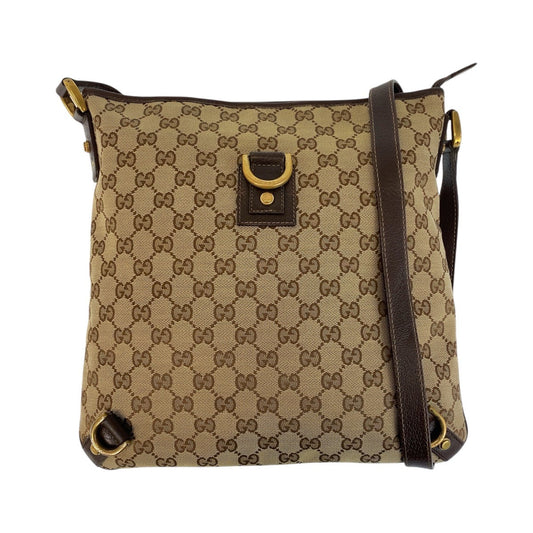 GUCCI Shoulder Bag 131326 GG canvas, leather Beige Brown Gold Metal Shoulder Bag Messenger bag Abbey Women Used Authentic