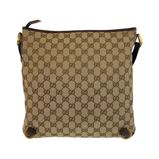 GUCCI Shoulder Bag 131326 GG canvas, leather Beige Brown Gold Metal Shoulder Bag Messenger bag Abbey Women Used Authentic