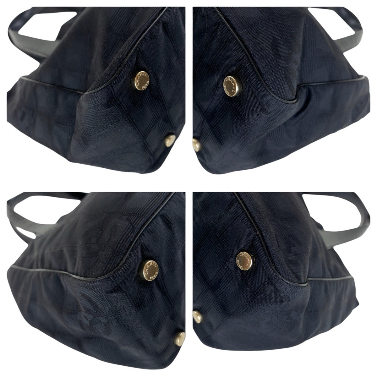 CHANEL Tote Bag Canvas, Leather Black GoldMetal Tote Bag Shoulder Bag New travel line COCO Mark Women Used Authentic