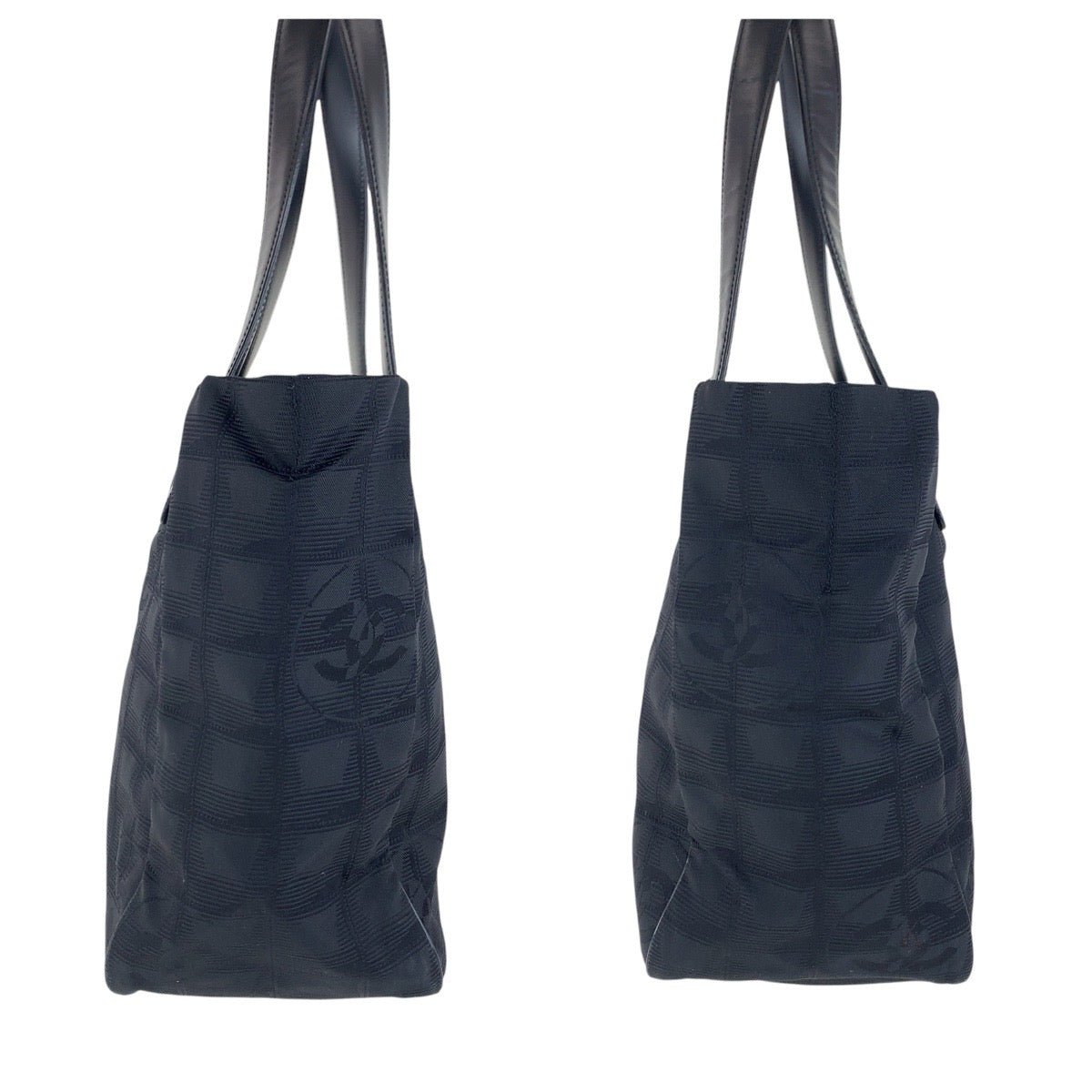CHANEL Tote Bag Canvas, Leather Black GoldMetal Tote Bag Shoulder Bag New travel line COCO Mark Women Used Authentic