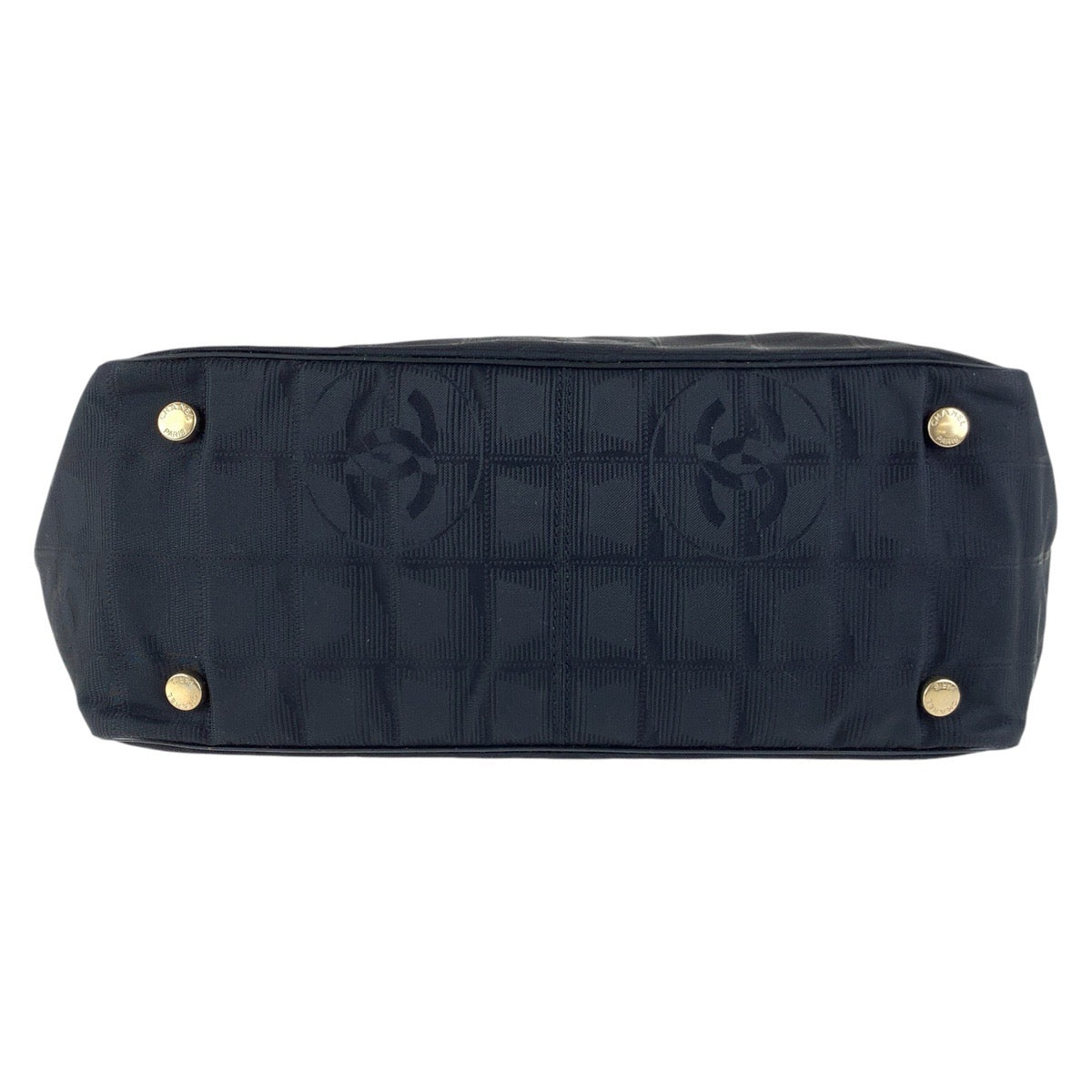 CHANEL Tote Bag Canvas, Leather Black GoldMetal Tote Bag Shoulder Bag New travel line COCO Mark Women Used Authentic