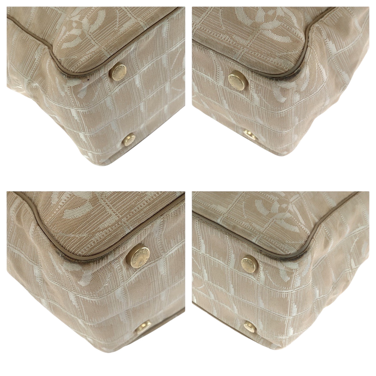 CHANEL Tote Bag Canvas, Leather beige Tote Bag Shoulder Bag New travel line Women Used Authentic