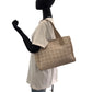 CHANEL Tote Bag Canvas, Leather beige Tote Bag Shoulder Bag New travel line Women Used Authentic