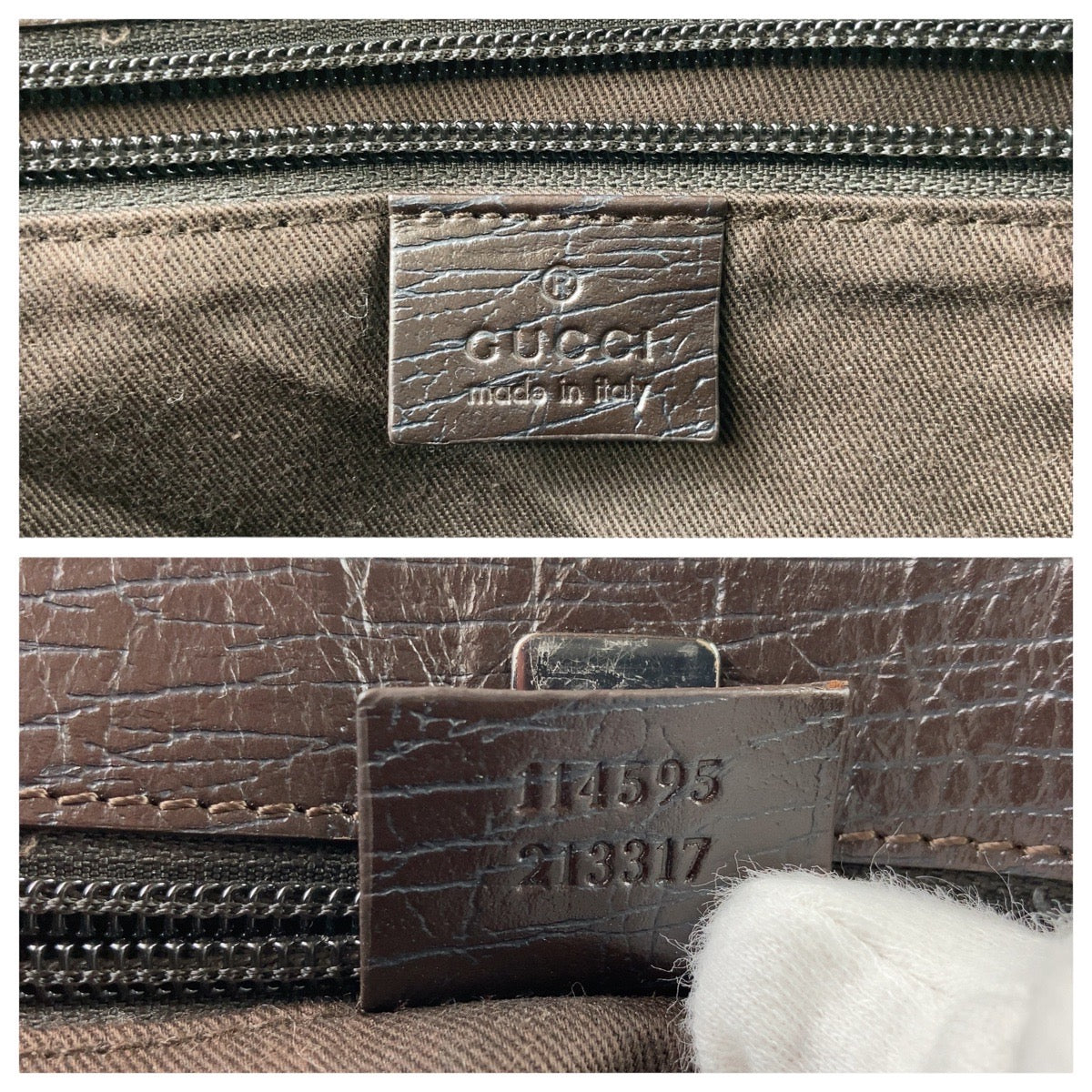 GUCCI Tote Bag 114595 GG Supreme canvas, leather Brown Gray SilverMetal Tote Bag Shoulder Bag Women Used Authentic