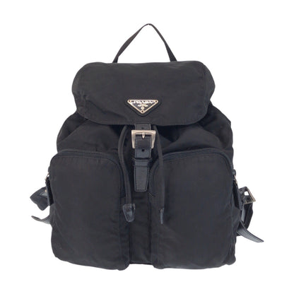 PRADA Backpack Nylon black Backpack Backpack Test Triangle With logo Women Used Authentic