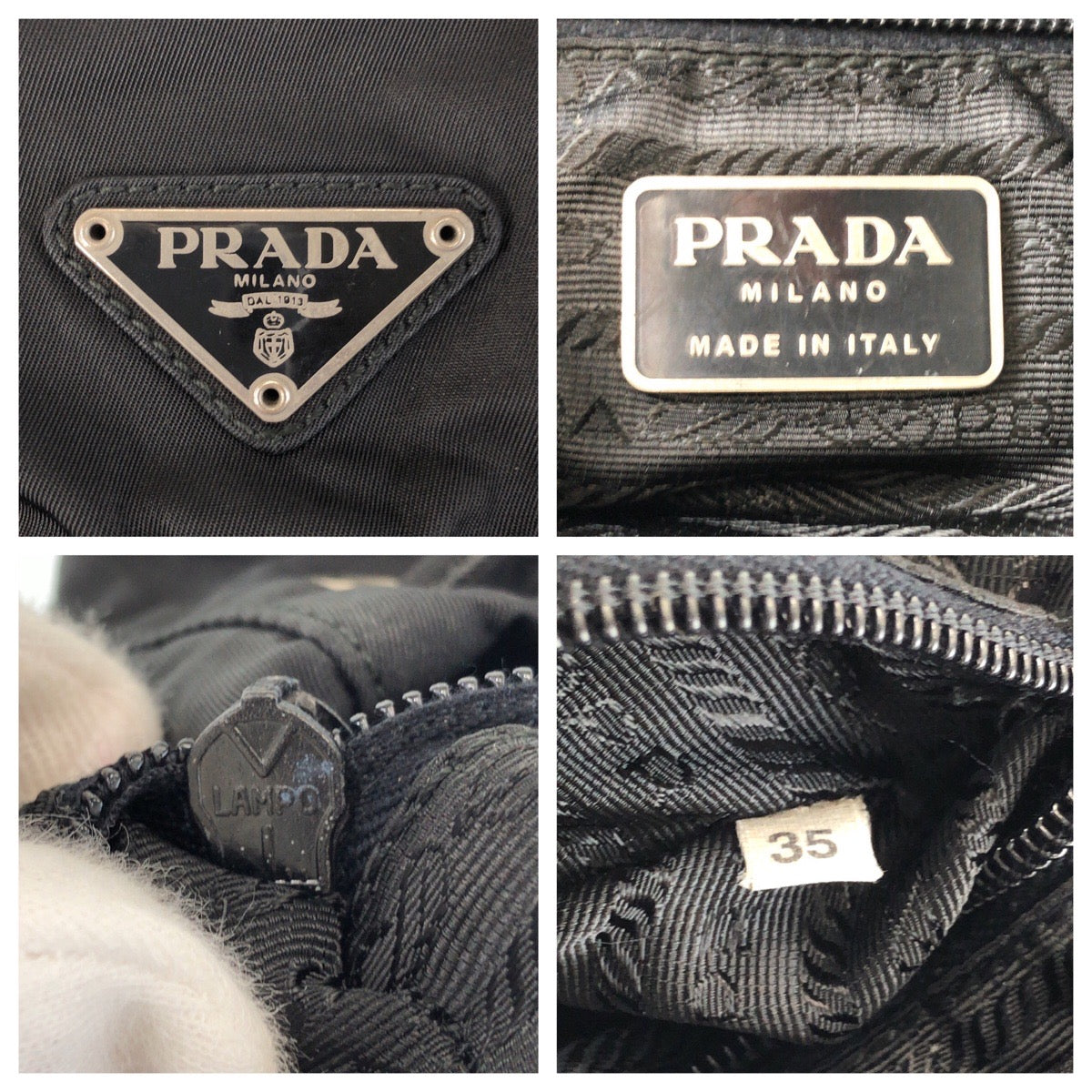 PRADA Backpack Nylon black Backpack Backpack Test Triangle With logo Women Used Authentic
