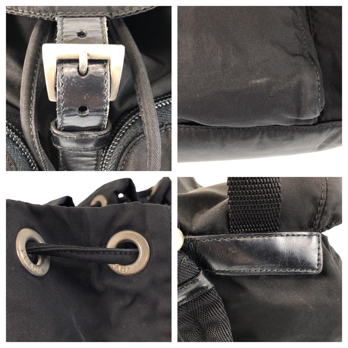 PRADA Backpack Nylon black Backpack Backpack Test Triangle With logo Women Used Authentic