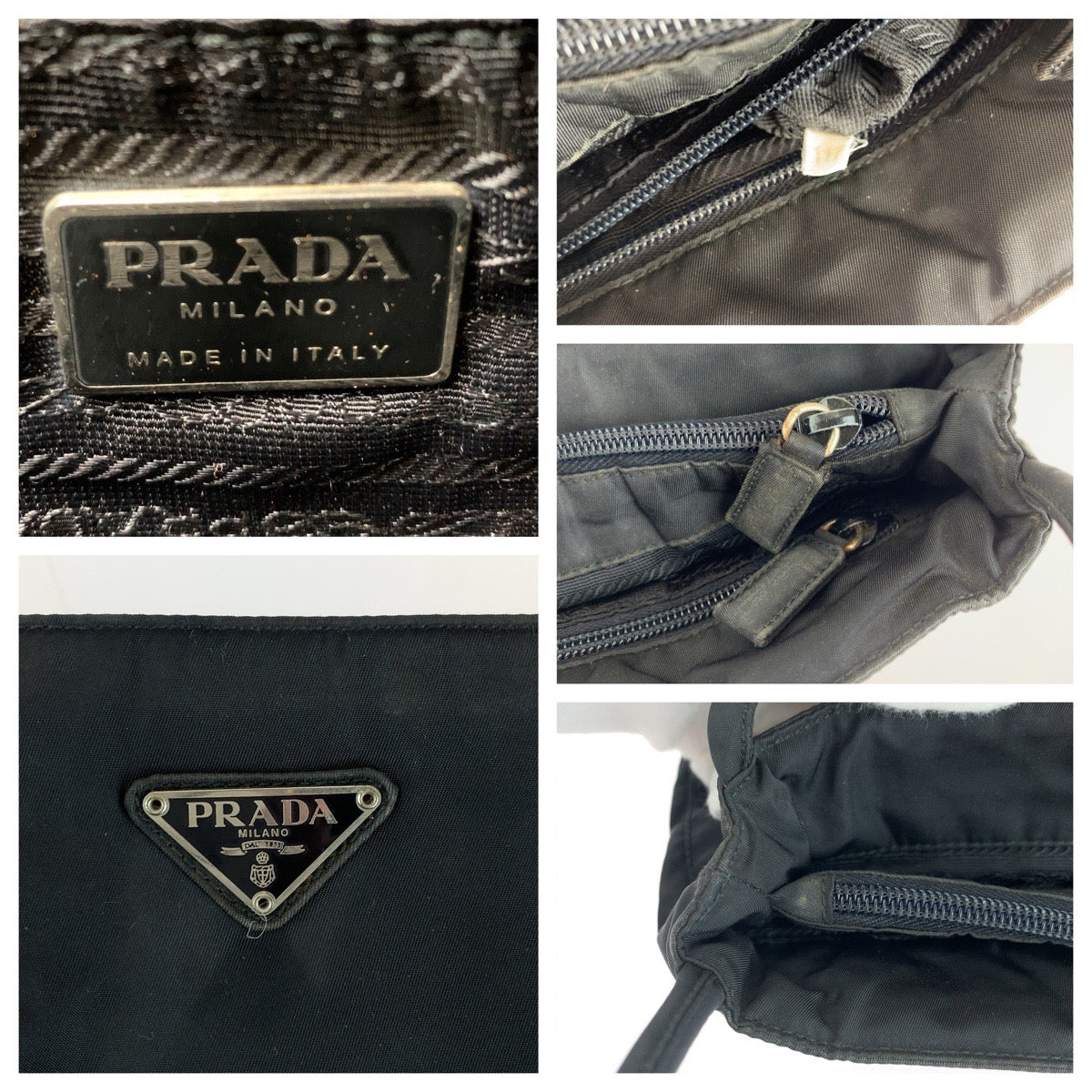 PRADA Tote Bag Nylon black Tote Bag Handbag Shoulder Bag Test Triangle With logo Women Used Authentic