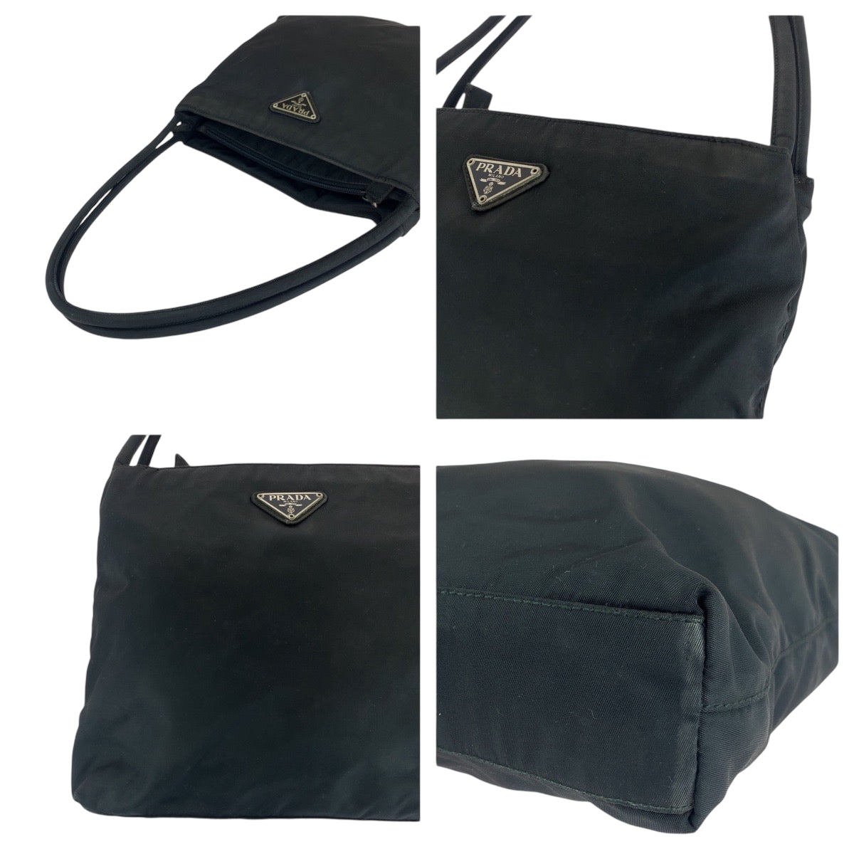 PRADA Tote Bag Nylon black Tote Bag Handbag Shoulder Bag Test Triangle With logo Women Used Authentic