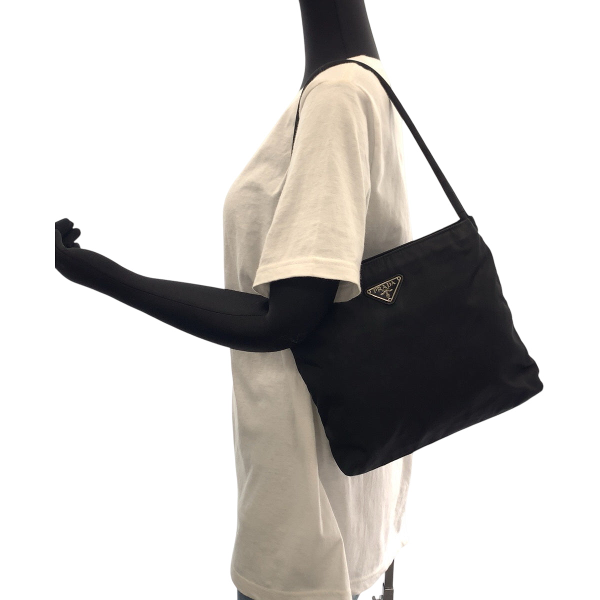 PRADA Tote Bag Nylon black Tote Bag Handbag Shoulder Bag Test Triangle With logo Women Used Authentic
