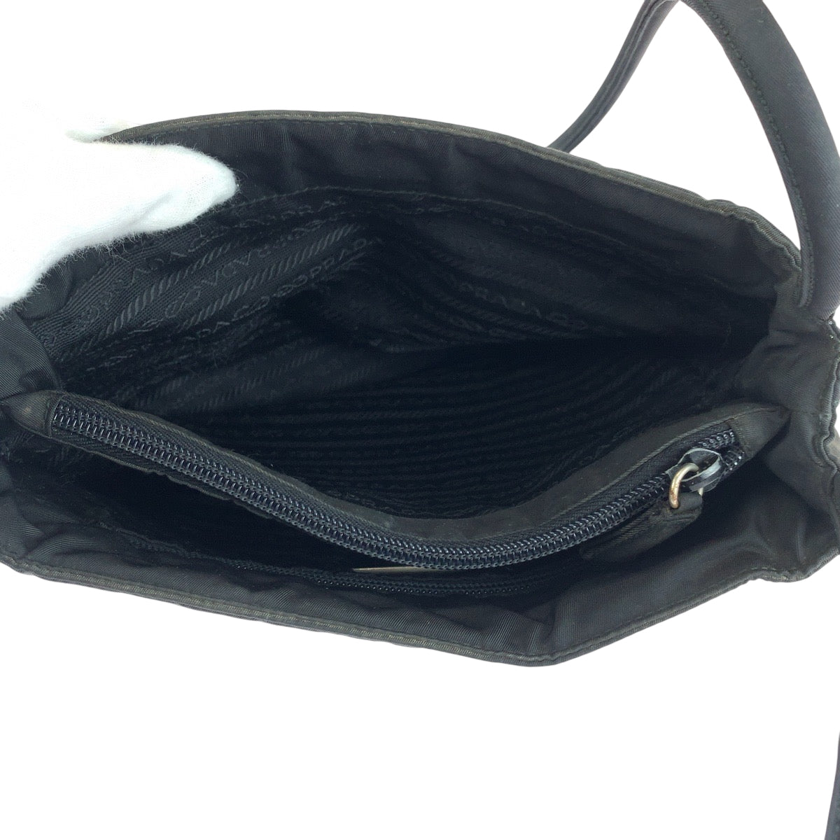 PRADA Tote Bag Nylon black Tote Bag Handbag Shoulder Bag Test Triangle With logo Women Used Authentic