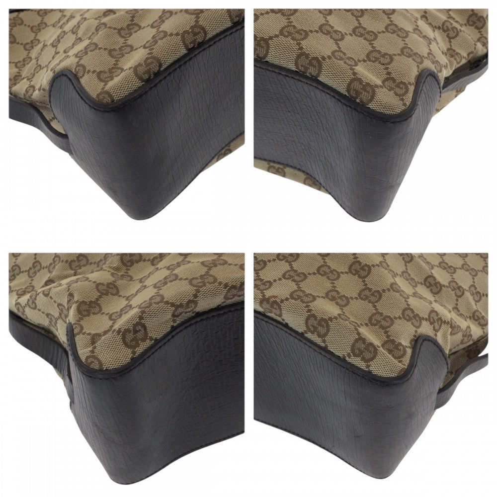 GUCCI Tote Bag 106251 GG canvas Beige Brown Gold Metal Tote Bag handbag Women Used Authentic