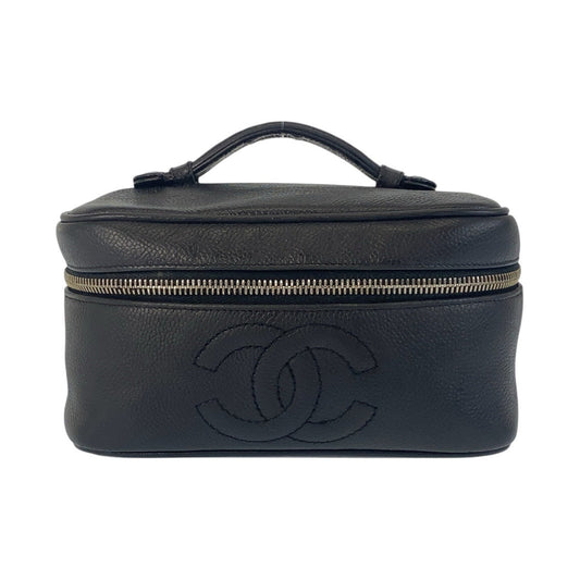 CHANEL Handbag Caviar skin black Handbags Vanity Bags Pouches COCO Mark Women Used Authentic