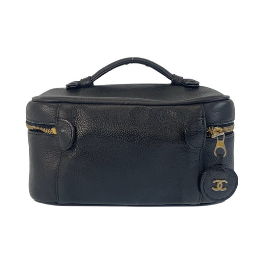 CHANEL Handbag Caviar skin black Handbags Vanity Bags Pouches COCO Mark Women Used Authentic