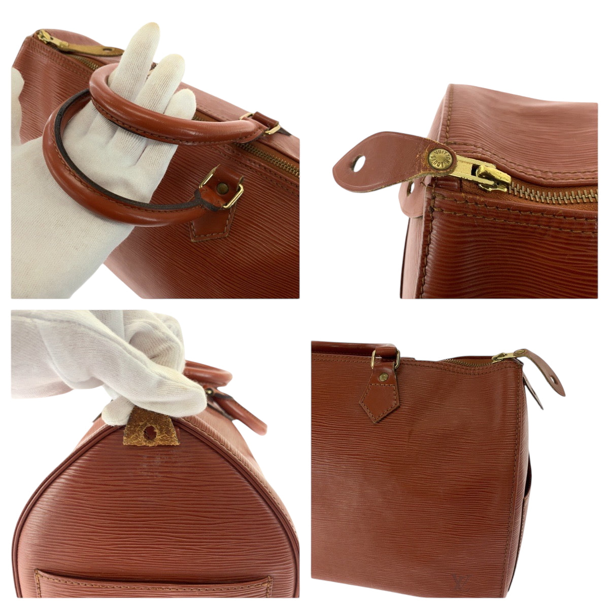 LOUIS VUITTON Handbag M42993 Epi Leather Brown Gold Metal Handbags Mini Boston Duffel bag Epi Speedy 35 Women(Unisex) Used Authentic