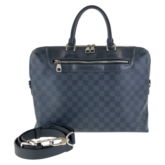 LOUIS VUITTON Business bag N48260 PVC, Leather Black SilverMetal Business bag Briefcase 2way Damier Graphite Porto Documentaion NM mens Used Authentic
