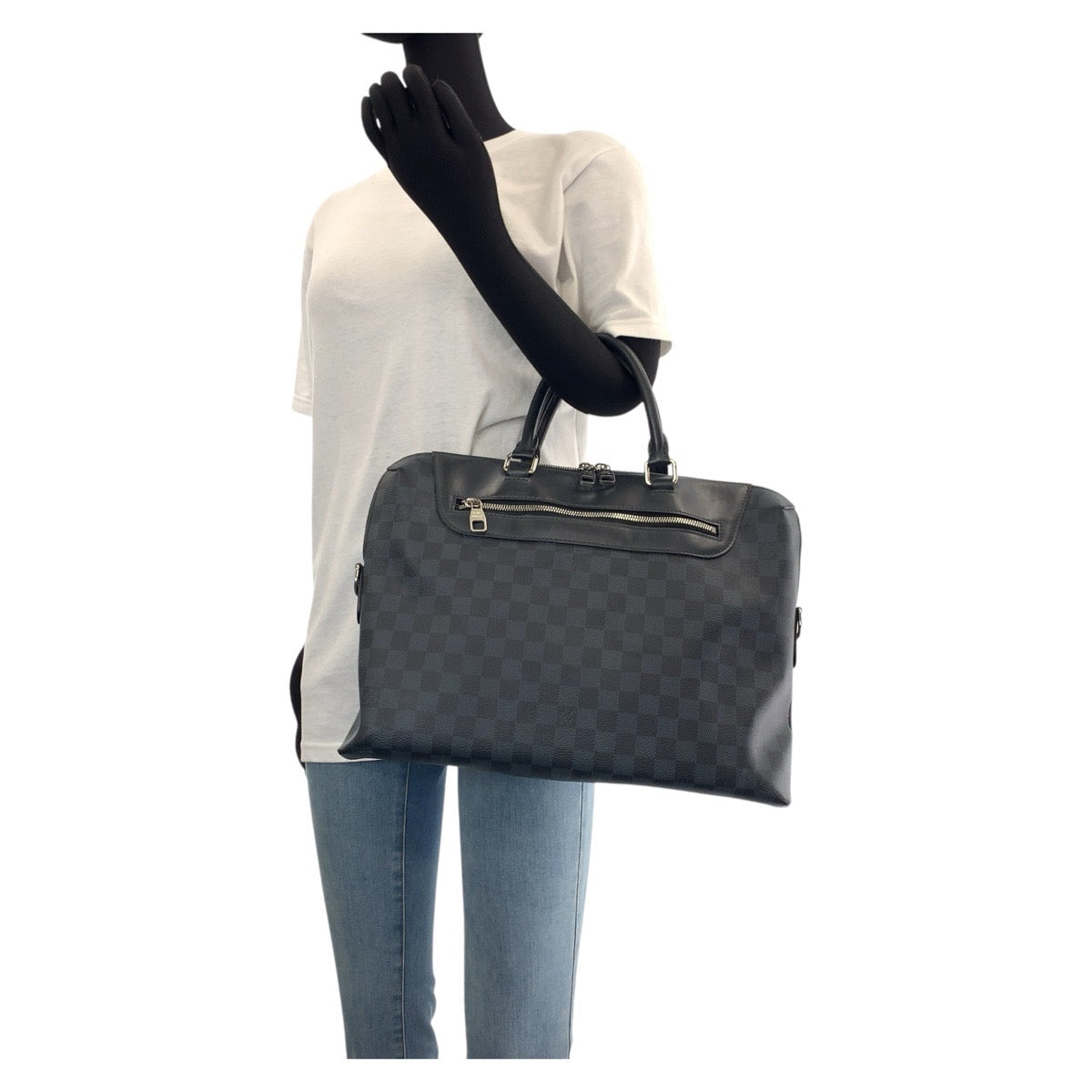 LOUIS VUITTON Business bag N48260 PVC, Leather Black SilverMetal Business bag Briefcase 2way Damier Graphite Porto Documentaion NM mens Used Authentic