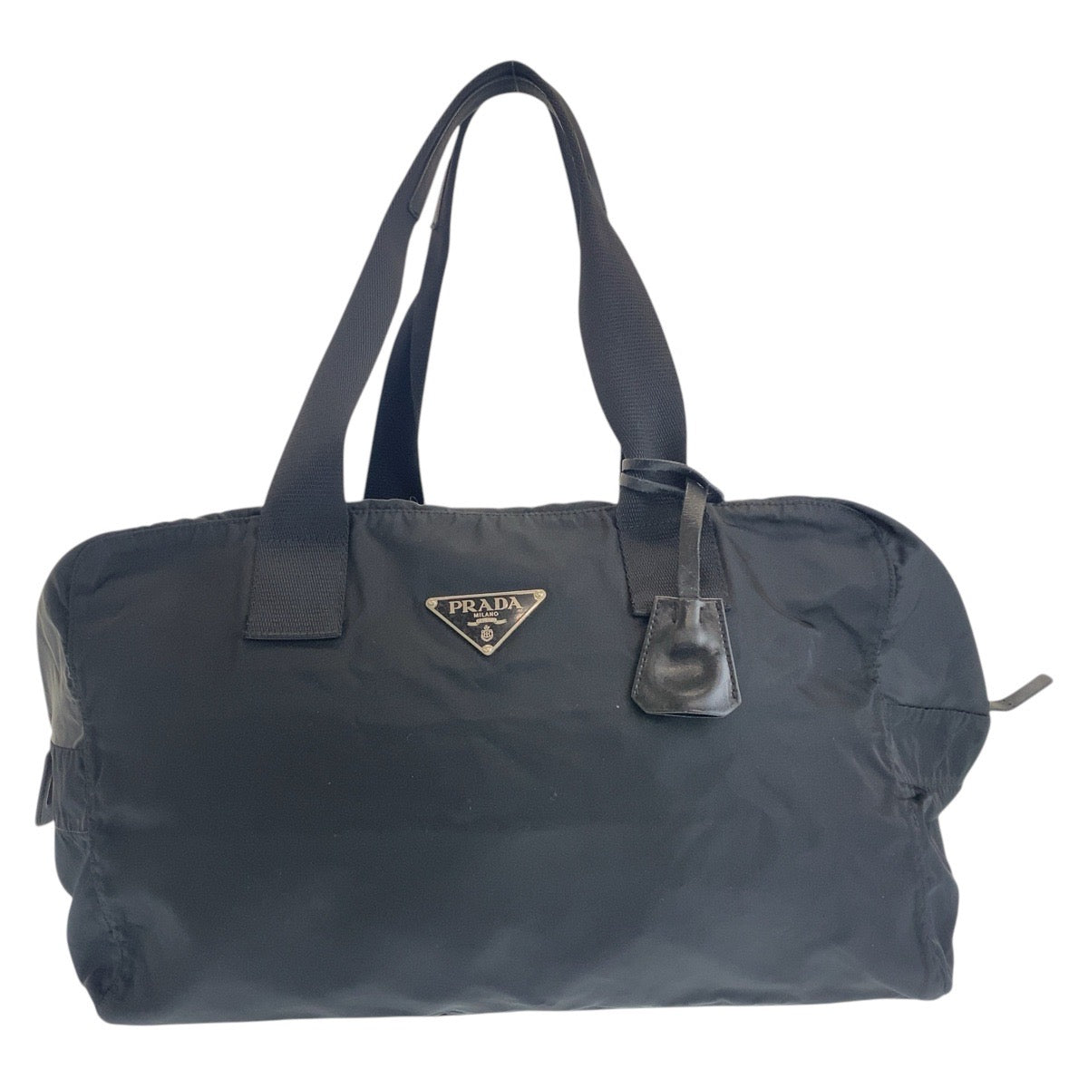 PRADA Boston Duffel bag Nylon black Boston Duffel bag Handbag Unisex Test Triangle With logo Women Used Authentic