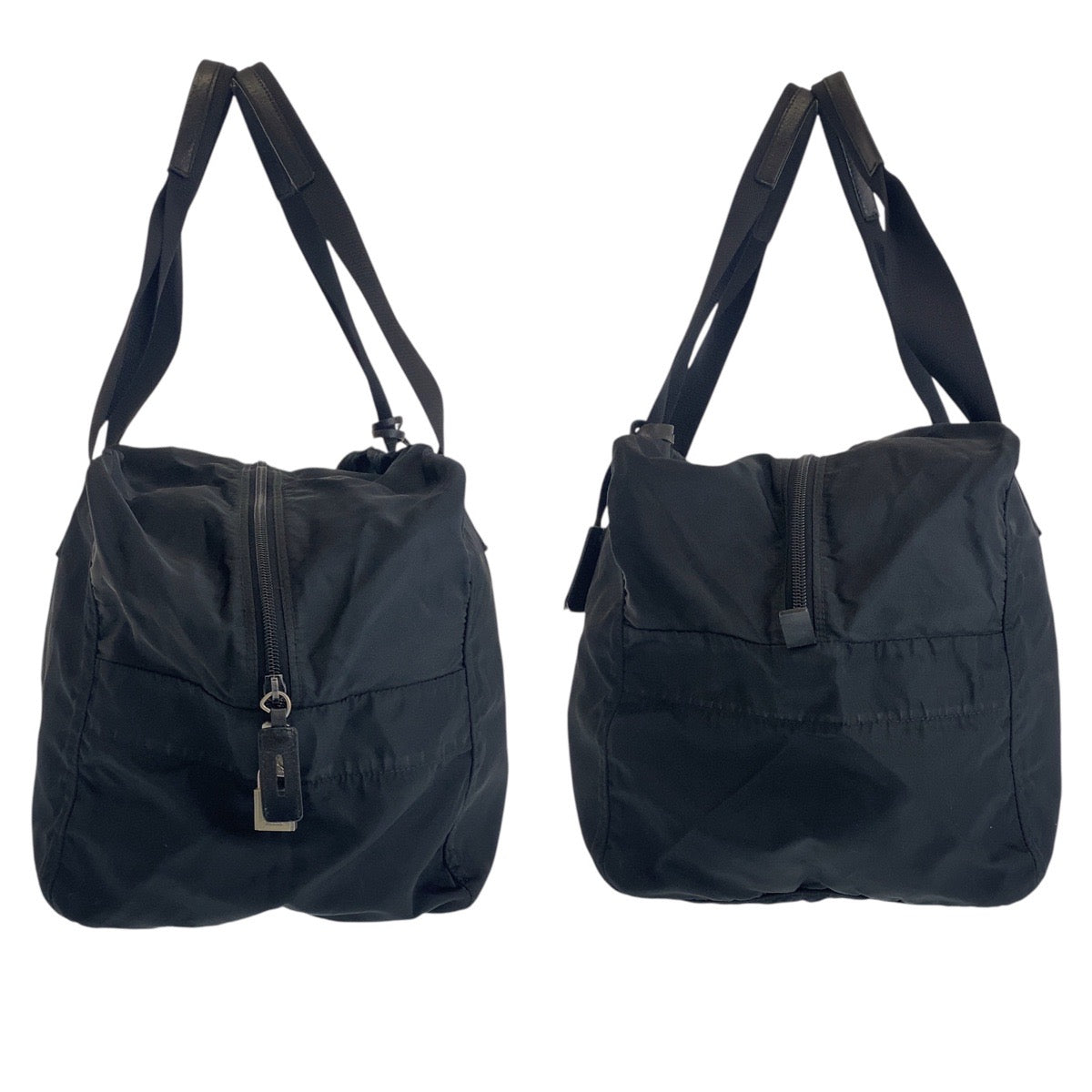 PRADA Boston Duffel bag Nylon black Boston Duffel bag Handbag Unisex Test Triangle With logo Women Used Authentic