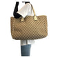 GUCCI Tote Bag 113022 GG canvas, leather Brown White SilverMetal Tote Bag Shoulder Bag Women Used Authentic