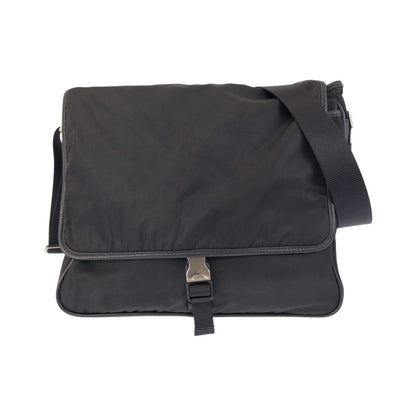 PRADA Shoulder Bag Nylon Black SilverMetal Shoulder Bag Messenger bag Test Triangle With logo Women Used Authentic