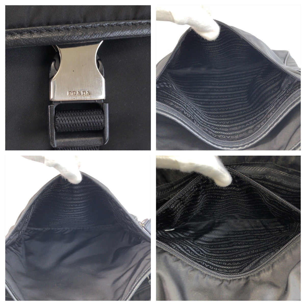 PRADA Shoulder Bag Nylon Black SilverMetal Shoulder Bag Messenger bag Test Triangle With logo Women Used Authentic