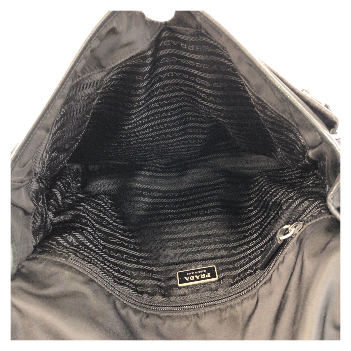 PRADA Shoulder Bag Nylon Black SilverMetal Shoulder Bag Messenger bag Test Triangle With logo Women Used Authentic