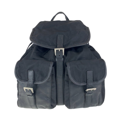 PRADA Backpack Nylon, Leather Black SilverMetal Backpacks & Daypacks Backpacks Test Triangle With logo Women Used Authentic