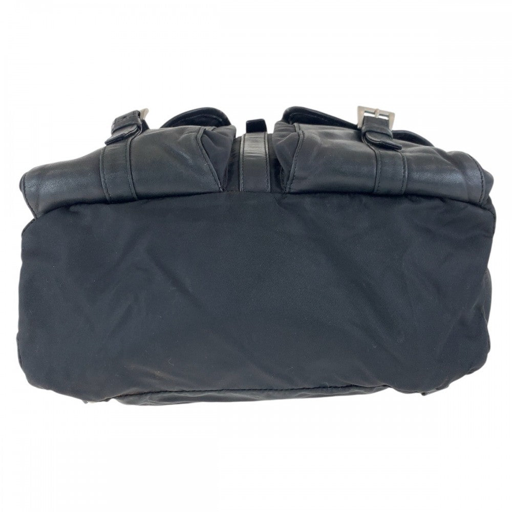 PRADA Backpack Nylon, Leather Black SilverMetal Backpacks & Daypacks Backpacks Test Triangle With logo Women Used Authentic
