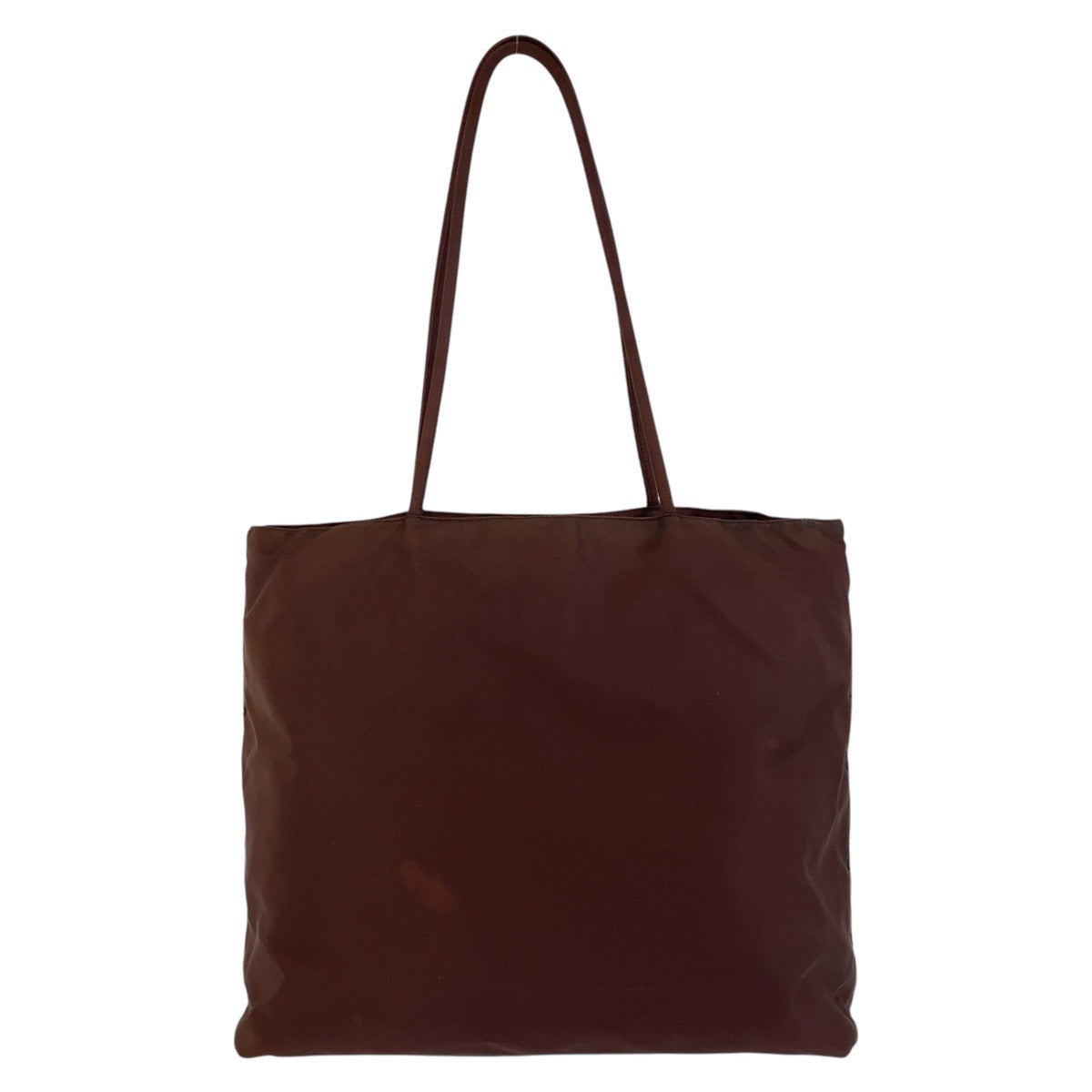 PRADA Tote Bag Nylon Brown Silver Metal Tote Bag Shoulder Bag Test Triangle With logo Women Used Authentic