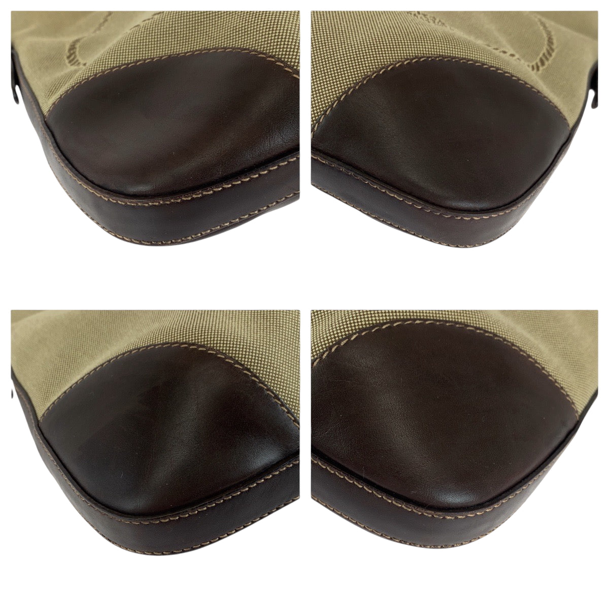 PRADA Shoulder Bag BT0534 canvas Beige brown Shoulder Bag pochette Logo jacquard Women Used Authentic