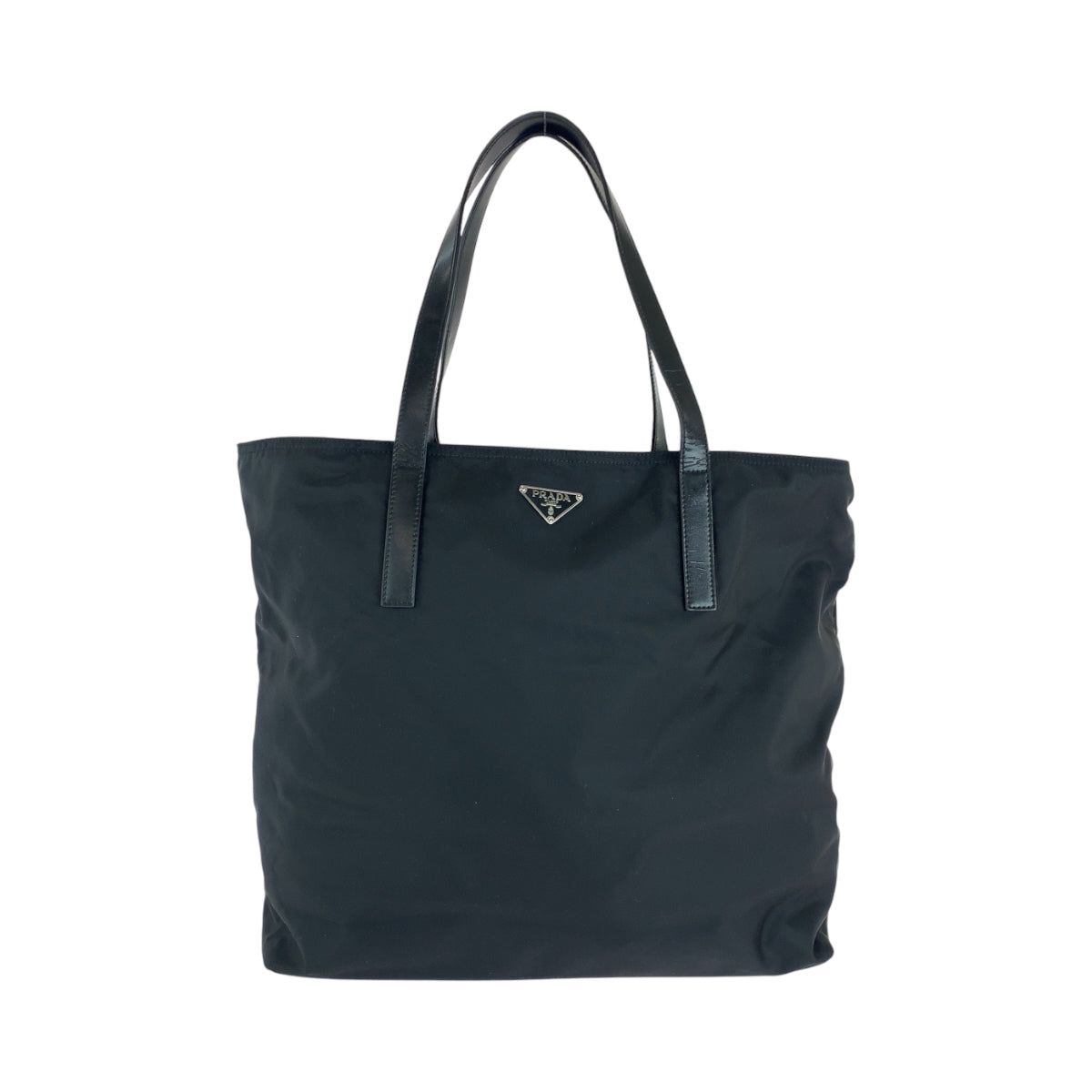 PRADA Tote Bag Nylon black Tote Bag Shoulder Bag Test Triangle With logo Women Used Authentic
